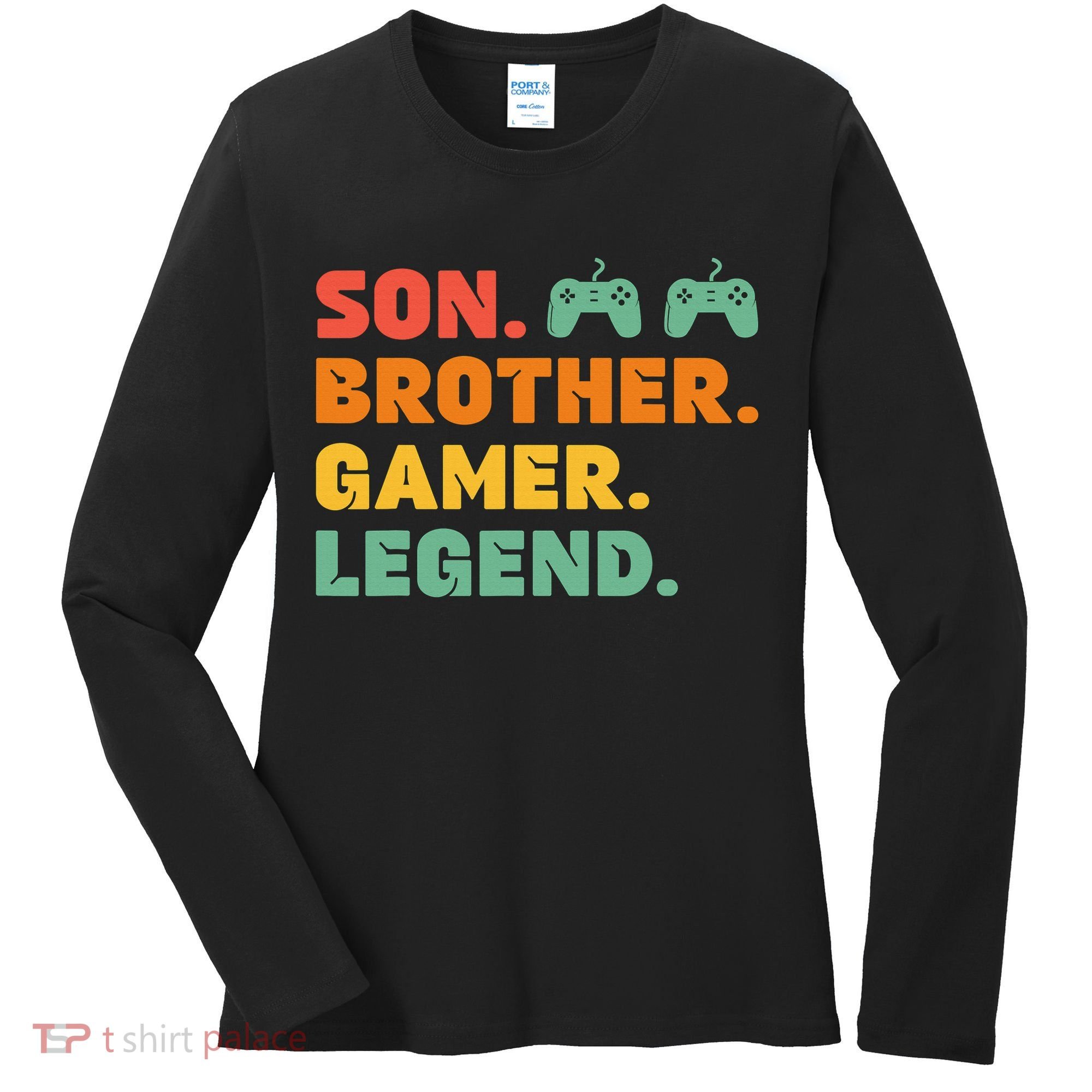 Funny Gamer Son Big Brother Gaming Legend Gift Boys Teens Women's Long Sleeve Shirt