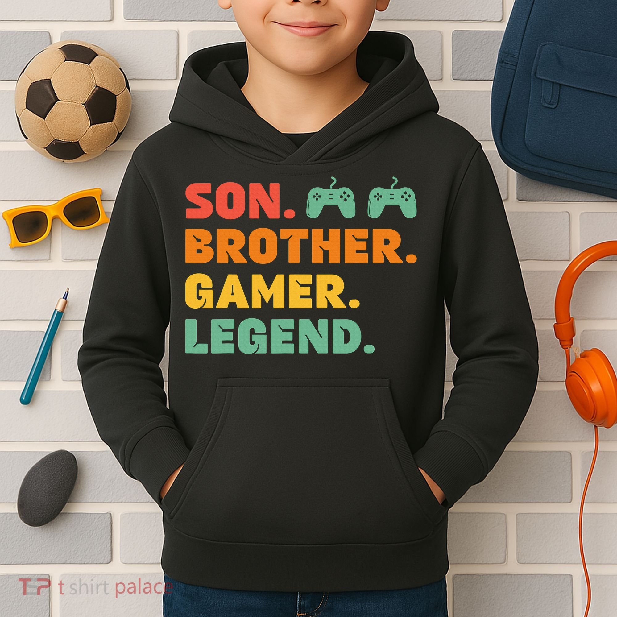 Funny Gamer Son Big Brother Gaming Legend Gift Boys Teens Kids Hoodie