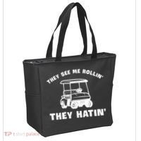 Funny Golfers They See Me Rollin They Hatin Golf Cart Tote Bag thumb 2