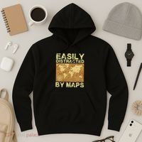 Funny Geography Teacher Easily Distracted By Maps Hoodie thumb 3