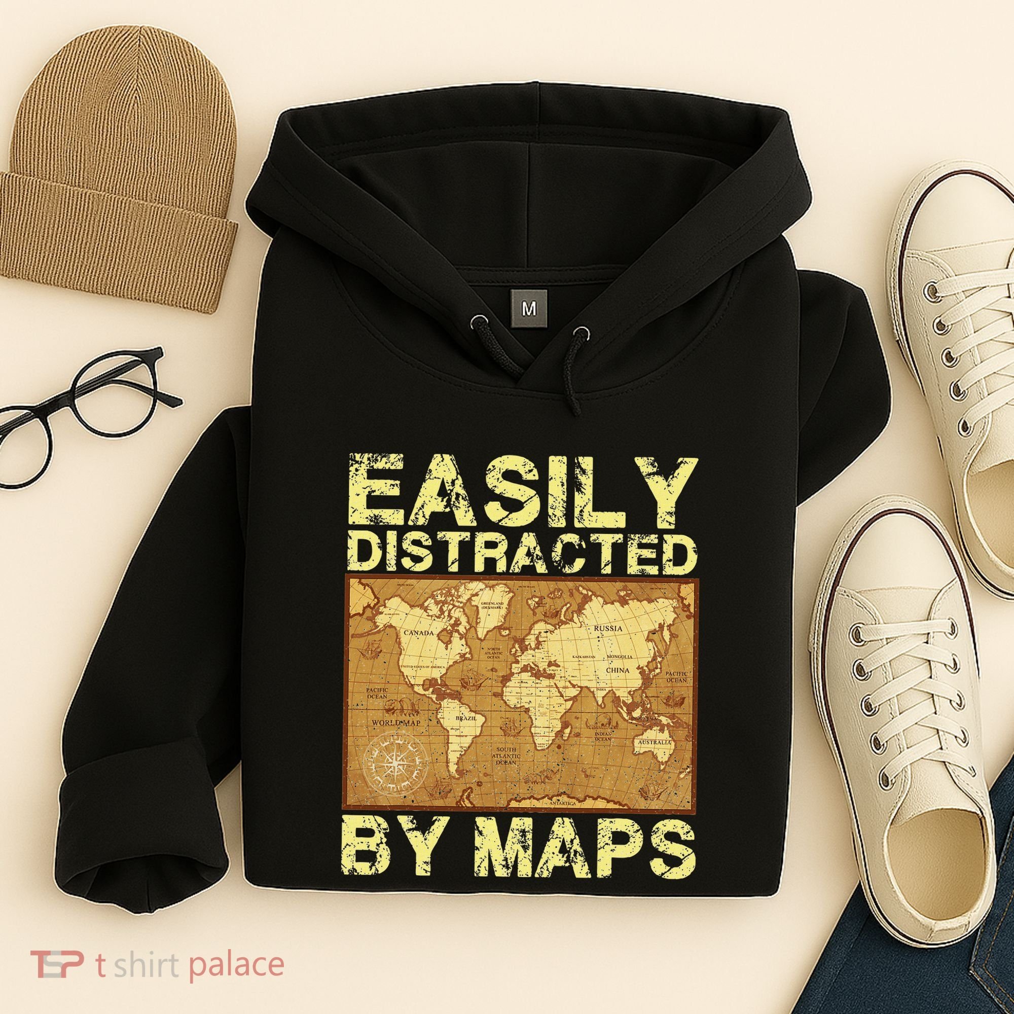Funny Geography Teacher Easily Distracted By Maps Hoodie