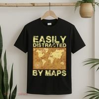 Funny Geography Teacher Easily Distracted By Maps T-Shirt thumb 2