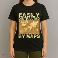 Funny Geography Teacher Easily Distracted By Maps T-Shirt thumb 4
