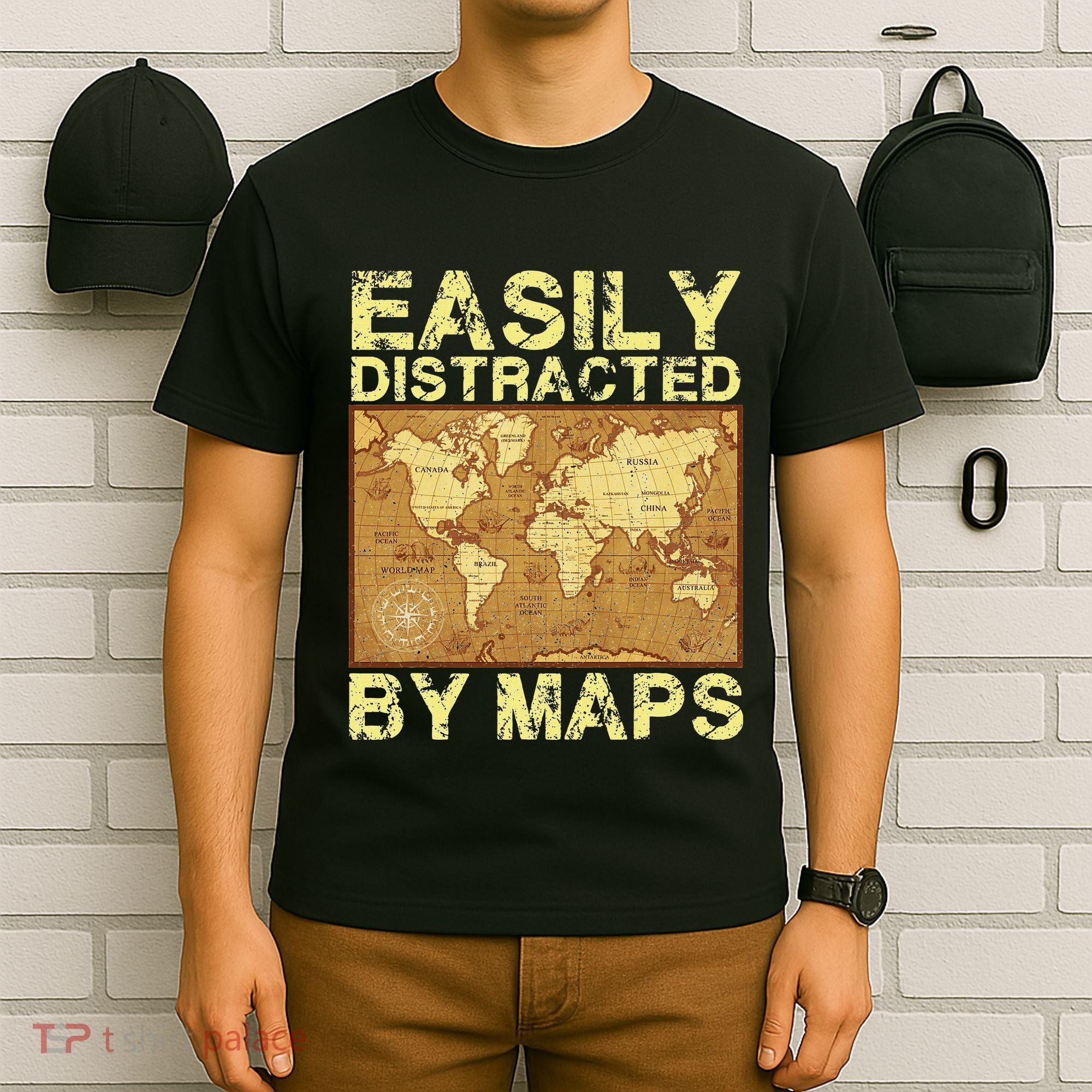 Funny Geography Teacher Easily Distracted By Maps T-Shirt