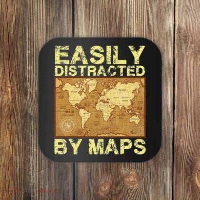 Funny Geography Teacher Easily Distracted By Maps Coaster