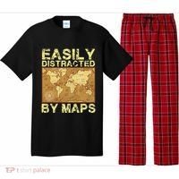 Funny Geography Teacher Easily Distracted By Maps Pajama Set thumb 0