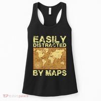 Funny Geography Teacher Easily Distracted By Maps Women's Tank Top thumb 0
