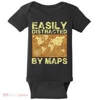 Funny Geography Teacher Easily Distracted By Maps Baby Bodysuit thumb 0