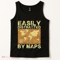 Funny Geography Teacher Easily Distracted By Maps Tank Top thumb 2