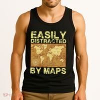 Funny Geography Teacher Easily Distracted By Maps Tank Top thumb 3