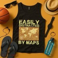 Funny Geography Teacher Easily Distracted By Maps Tank Top thumb 4