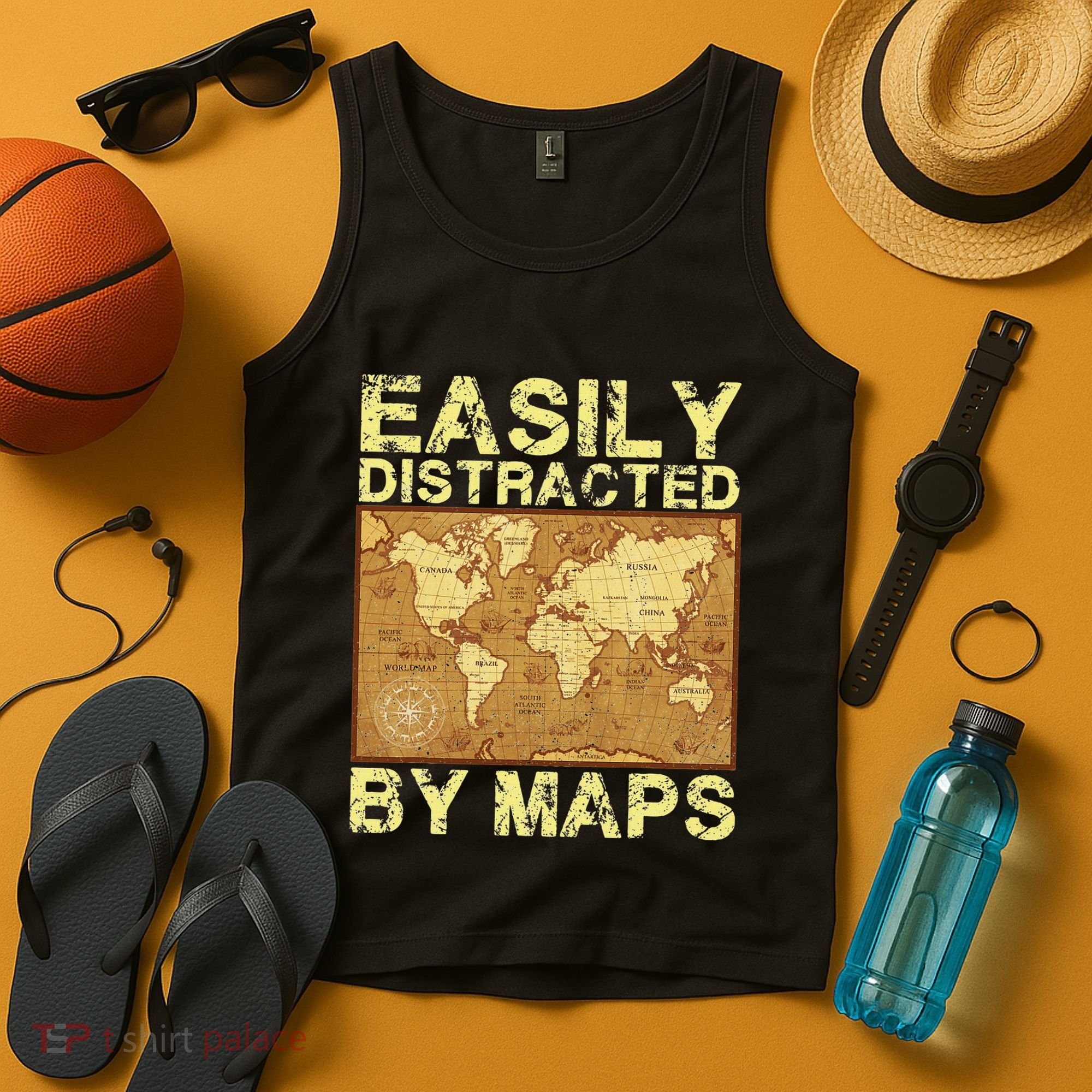 Funny Geography Teacher Easily Distracted By Maps Tank Top