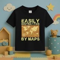 Funny Geography Teacher Easily Distracted By Maps Toddler T-Shirt thumb 3