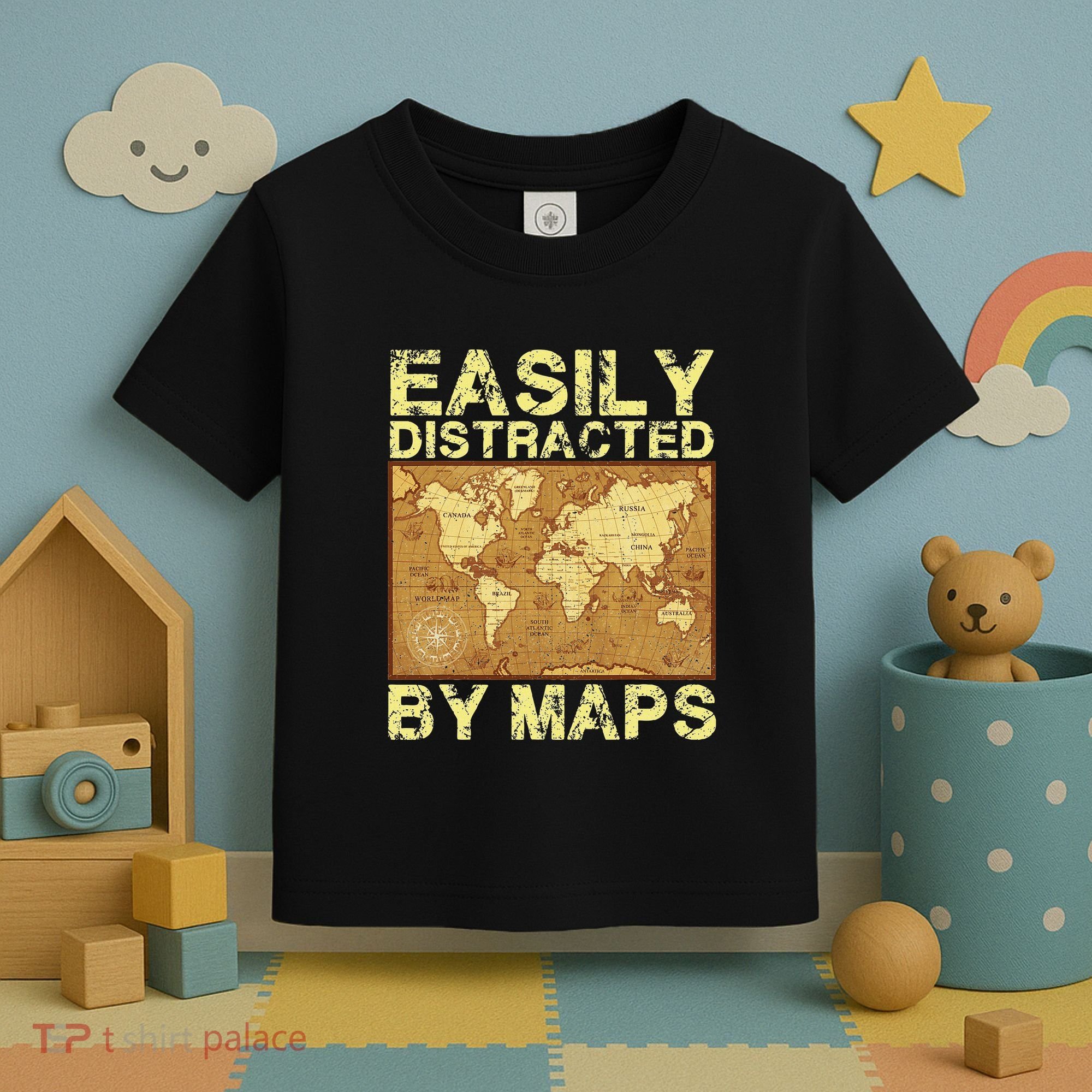 Funny Geography Teacher Easily Distracted By Maps Toddler T-Shirt
