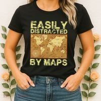 Funny Geography Teacher Easily Distracted By Maps Women's T-Shirt thumb 2