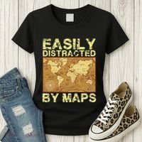 Funny Geography Teacher Easily Distracted By Maps Women's T-Shirt thumb 3