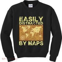 Funny Geography Teacher Easily Distracted By Maps Kids Sweatshirt thumb 0