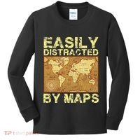 Funny Geography Teacher Easily Distracted By Maps Kids Long Sleeve Shirt thumb 0