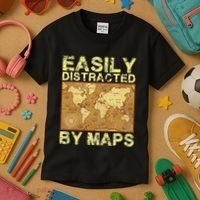 Funny Geography Teacher Easily Distracted By Maps Kids T-Shirt thumb 3