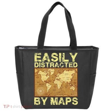 Funny Geography Teacher Easily Distracted By Maps Tote Bag