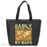 Funny Geography Teacher Easily Distracted By Maps Tote Bag thumb 0