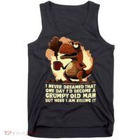 Funny Grumpy Tyranno Grumpy Old Man Tank Top thumb 0