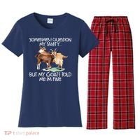 Funny Goat Tee For Crazy People Who Speak With Goats Women's Flannel Pajama Set thumb 0