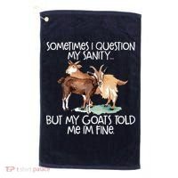Funny Goat Tee For Crazy People Who Speak With Goats Golf Towel thumb 0