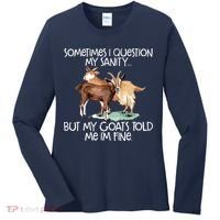 Funny Goat Tee For Crazy People Who Speak With Goats Women's Long Sleeve Shirt thumb 0