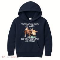 Funny Goat Tee For Crazy People Who Speak With Goats Kids Hoodie thumb 0