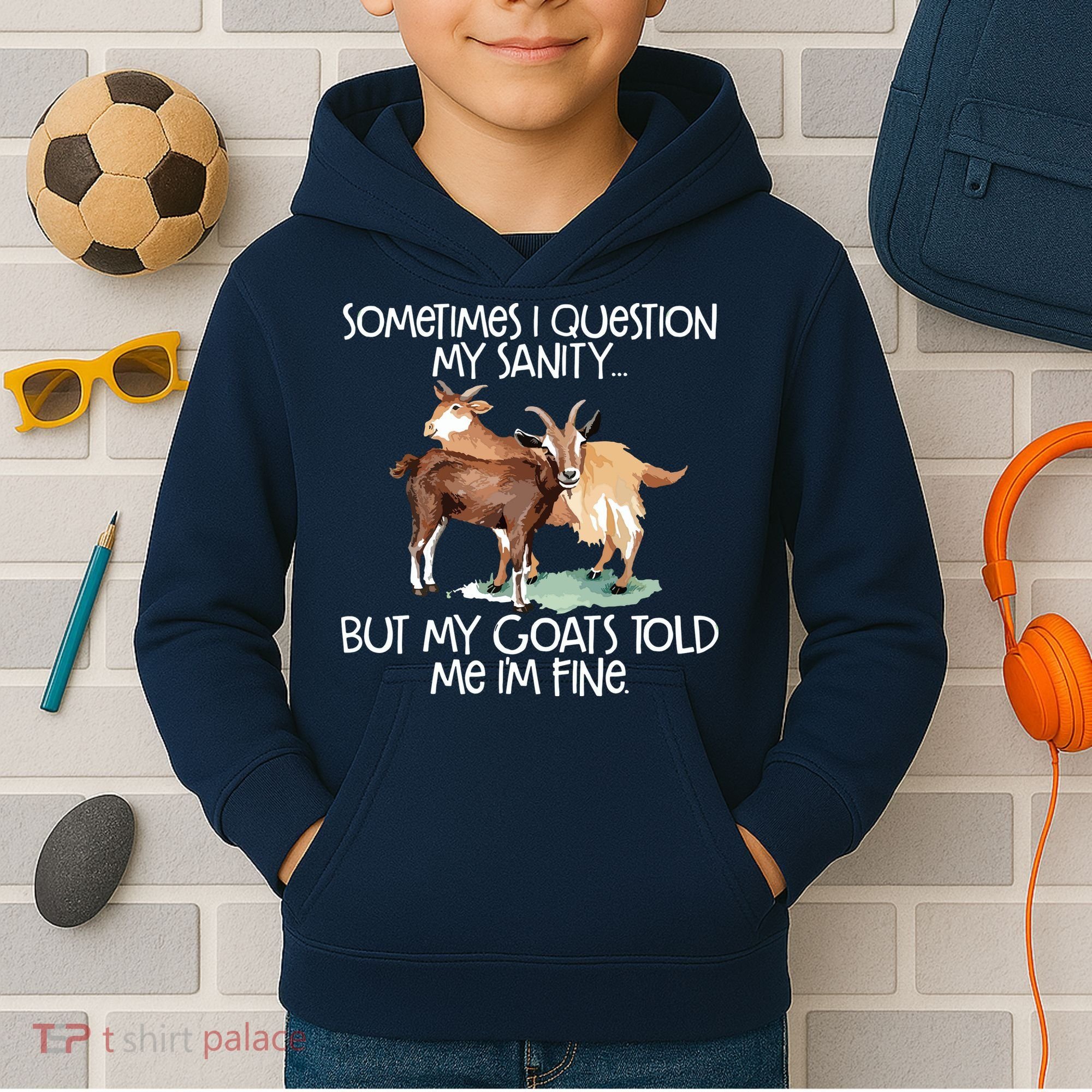 Funny Goat Tee For Crazy People Who Speak With Goats Kids Hoodie