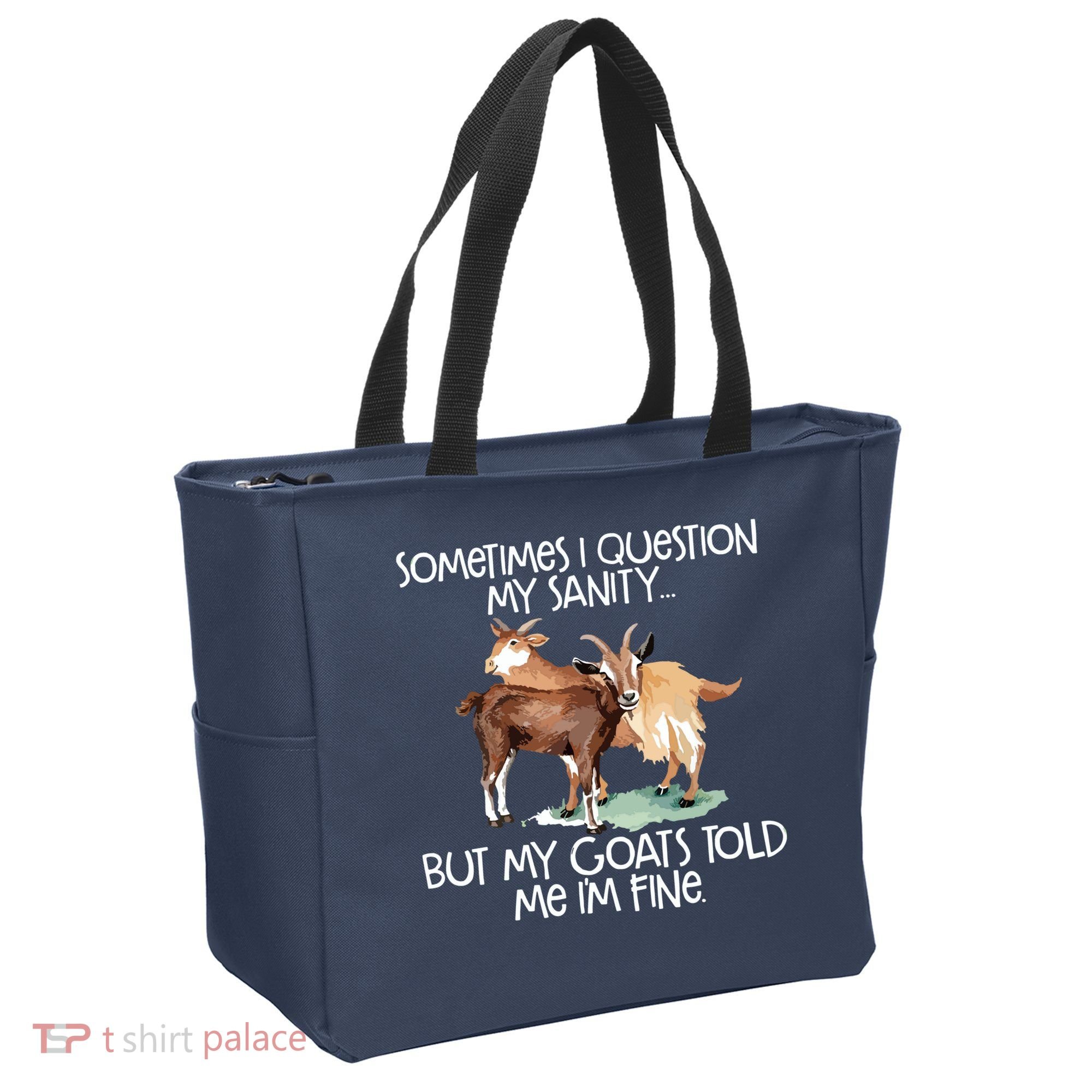Funny Goat Tee For Crazy People Who Speak With Goats Tote Bag