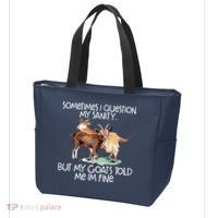 Funny Goat Tee For Crazy People Who Speak With Goats Tote Bag thumb 3
