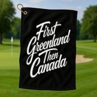 First Greenland Than Canada Us Map Trump Golf Towel thumb 1