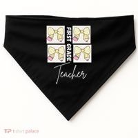 First Grade Teacher Checkered Grid Coquette Bow USA-Made Doggie Bandana thumb 0