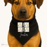 First Grade Teacher Checkered Grid Coquette Bow USA-Made Doggie Bandana thumb 1