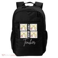 First Grade Teacher Checkered Grid Coquette Bow Backpack thumb 0