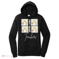 First Grade Teacher Checkered Grid Coquette Bow Women's Hoodie thumb 0