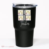 First Grade Teacher Checkered Grid Coquette Bow Tumbler thumb 0