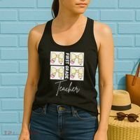 First Grade Teacher Checkered Grid Coquette Bow Women's Tank Top thumb 2