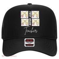 First Grade Teacher Checkered Grid Coquette Bow Hat thumb 0