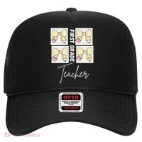 First Grade Teacher Checkered Grid Coquette Bow Hat thumb 0