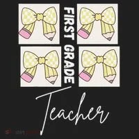 First Grade Teacher Checkered Grid Coquette Bow Hat thumb 2