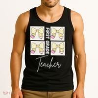 First Grade Teacher Checkered Grid Coquette Bow Tank Top thumb 3
