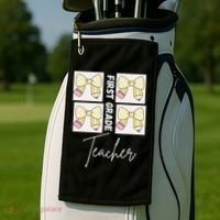 First Grade Teacher Checkered Grid Coquette Bow Golf Towel thumb 2