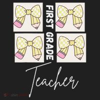 First Grade Teacher Checkered Grid Coquette Bow Golf Towel thumb 3