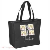 First Grade Teacher Checkered Grid Coquette Bow Tote Bag thumb 2