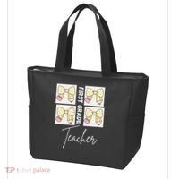 First Grade Teacher Checkered Grid Coquette Bow Tote Bag thumb 3