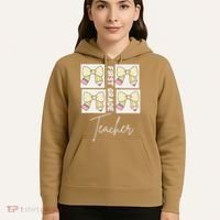 First Grade Teacher Checkered Grid Coquette Bow Hoodie thumb 5