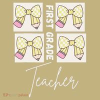 First Grade Teacher Checkered Grid Coquette Bow Sweatshirt thumb 2